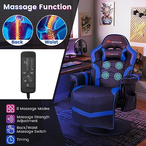 Massage Gaming Chair with Adjustable Backrest and Footrest G669073