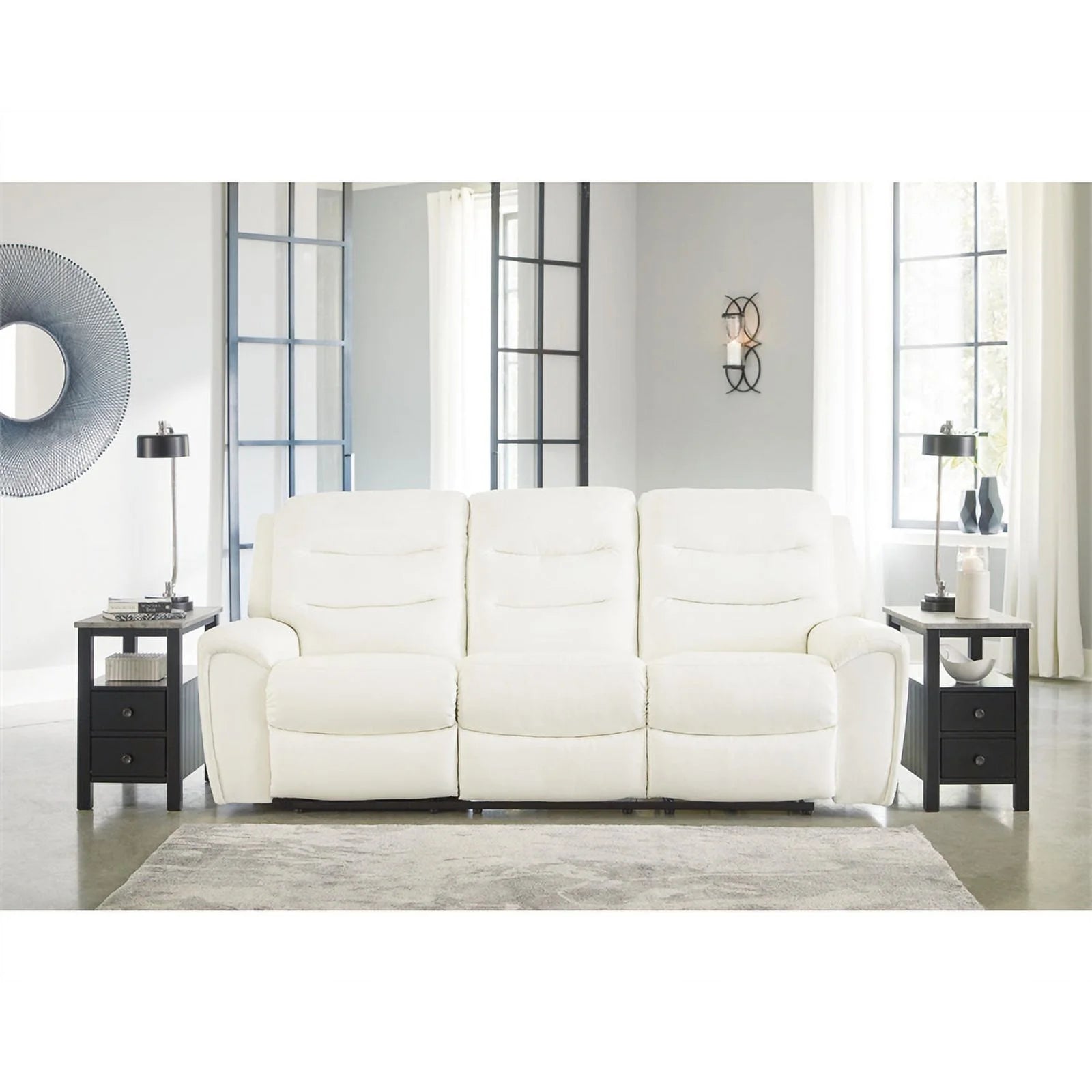 Faux Leather Power Reclining Sofa with Headrest X1378