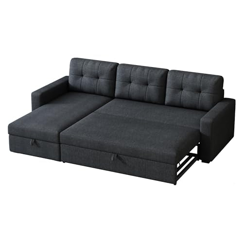 L-Shape Reversible Sectional Sleeper Sofa Bed with Storage Chaise L16844