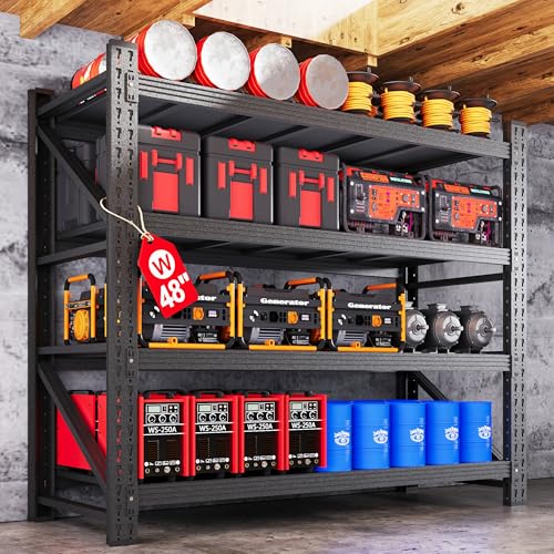 Heavy Duty 4-Tier Metal Garage Shelving Unit, Adjustable Steel Storage Rack D5378