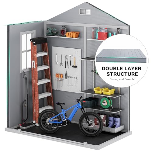 Resin Storage Shed with Reinforced Floor, Lockable Door and Vents I92384