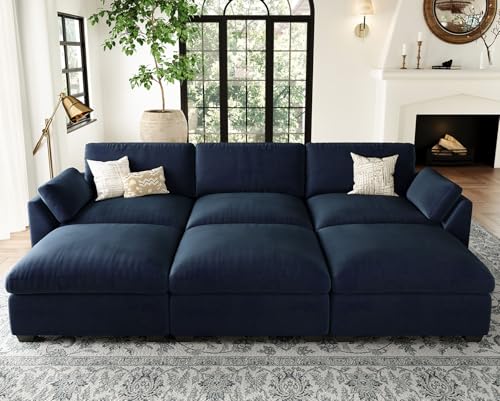 Extra Large Modular Sectional Sofa, 4-Seater L Shaped Couch, Velvet Convertible for Living Room L139