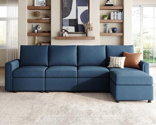 Modular Sectional Sofa with Storage, U Shaped Couch, Blue Y4358