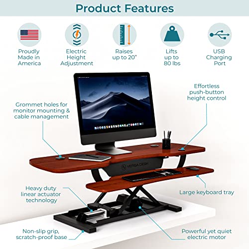 Electric Standing Desk Converter, Height Adjustable Sit to Stand Riser, Dual Monitor Workstation, Black Z74939