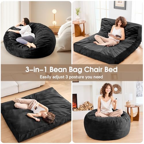 Giant Bean Bag Chair Convertible Bed with Microfiber Cover X2136