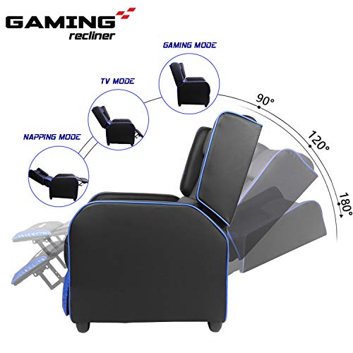 Gaming Recliner Chair for Adults, PU Leather Ergonomic Racing Style, Grey B7581