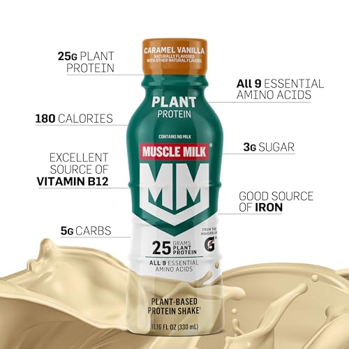 Plant Based Protein Shake, Vanilla Caramel, 11.16 Fl Oz (Pack of 12) Q159330
