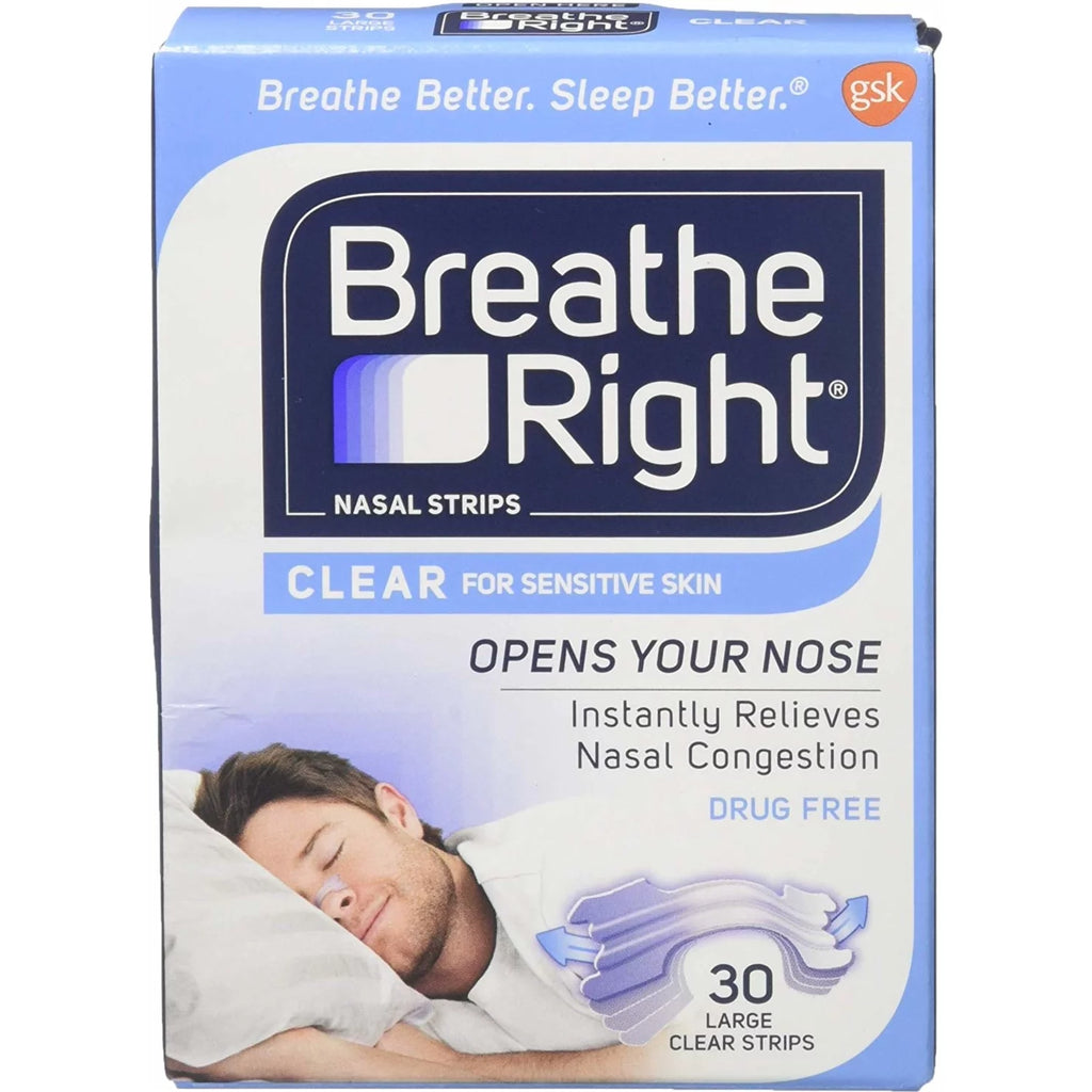 Nasal Strips for Sensitive Skin, 30 Large Clear Strips per Pack O395155