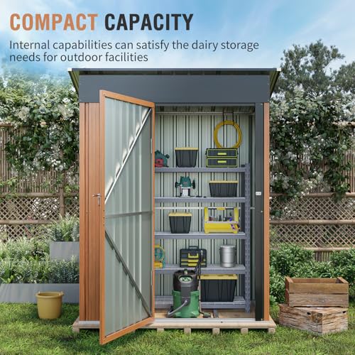 Metal Storage Shed 5x3 ft with Lockable Door for Garden and Backyard B82351
