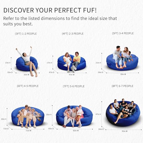 Bean Bag Chair for Adults 3FT, Soft Removable Cover, Light Gray X3039