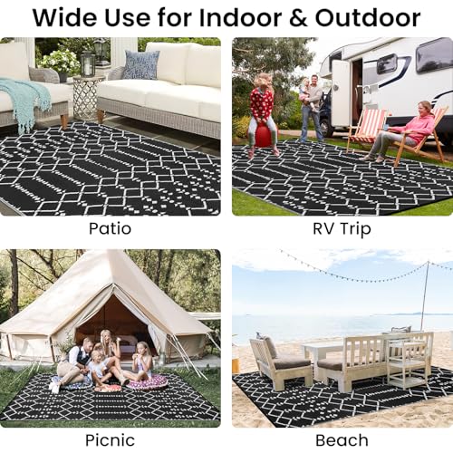 Waterproof Outdoor Rug 5x8 ft, Reversible Plastic Straw Patio Mat Z2613