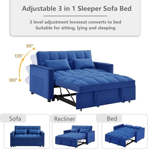 Convertible Sleeper Sofa Bed with Pull-Out Bed and Adjustable Backrest V521