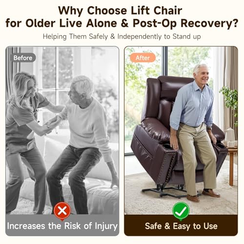 Power Lift Recliner Chair for Elderly with Heat and Massage, Adjustable Positions, Dark Brown P618617