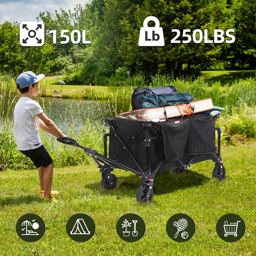 Collapsible Folding Utility Wagon Cart for Outdoor Camping X748
