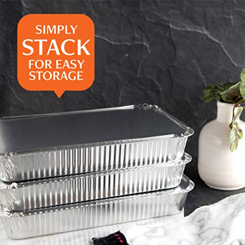 Disposable Aluminum Oblong Baking Pans with Cardboard Lids, 12 x 8 x 2 Inch, Pack of 10 S16336