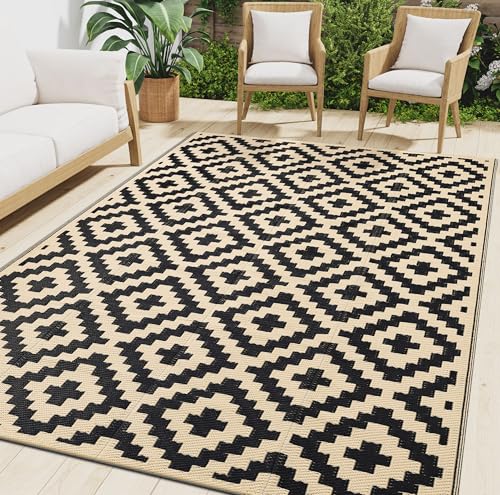 Waterproof Outdoor Rug 5x8 ft, Reversible Plastic Straw Patio Mat Z2613