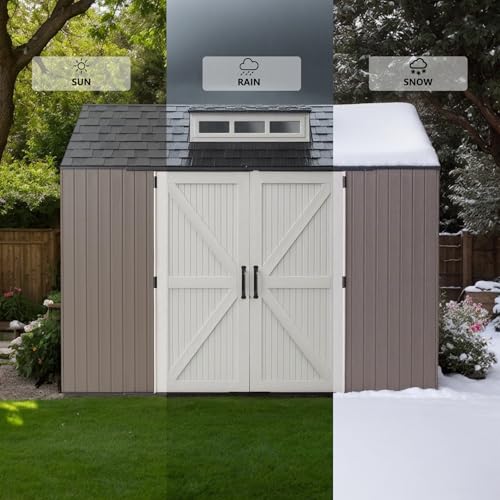 Outdoor Resin Storage Shed with Floor, Weatherproof, 7x7 FT U80308