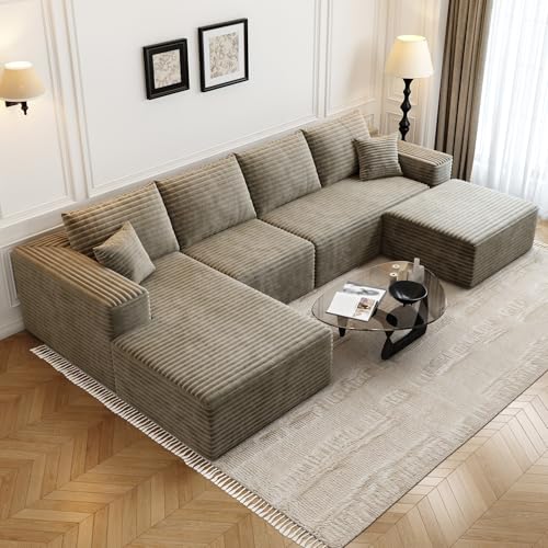 Modular Sectional Sofa with Ottoman, U-Shaped Deep Seat Couch for Living Room O870