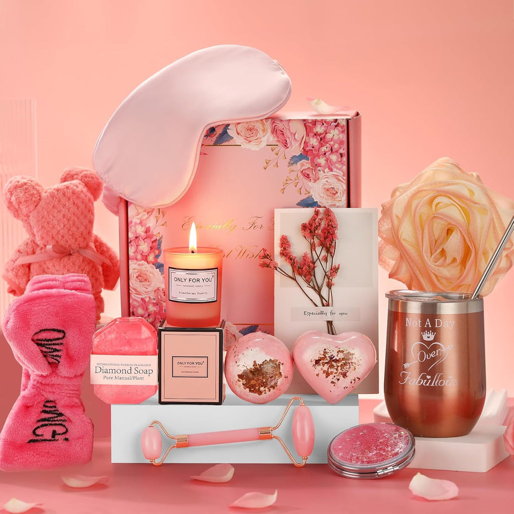 Birthday Gifts for Women,Gifts Basket for Women Rose Bath Relaxing Gift Set Self Care Package Unique Female Birthday Gift Ideas Box for Girlfriend Sister Best Friend Wife Bestie Birthday Presents