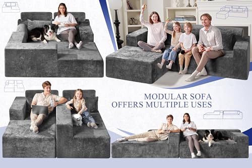 L-Shape Modular Sectional Sofa with Deep Seat, No Assembly Required C597556