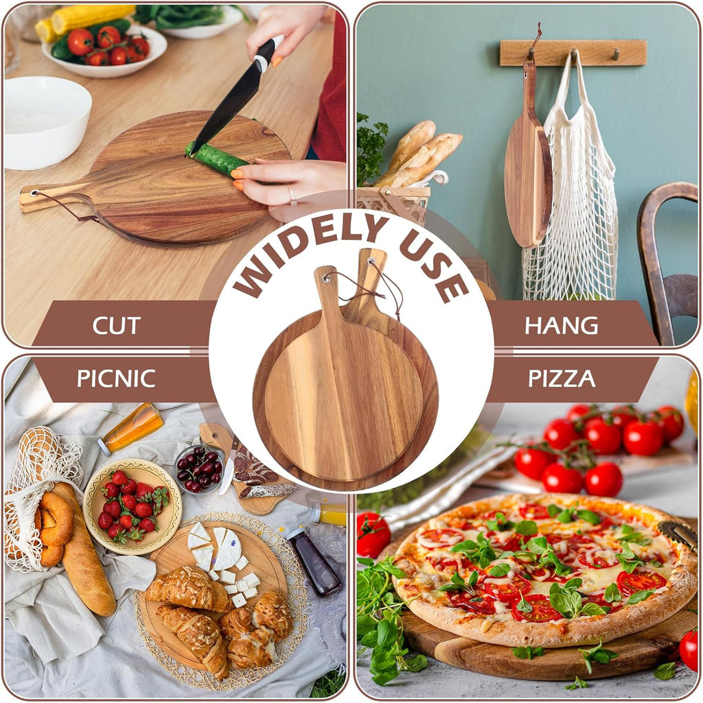 Acacia Wood Cutting Board with Handle, 2 Sizes for Serving Z991340