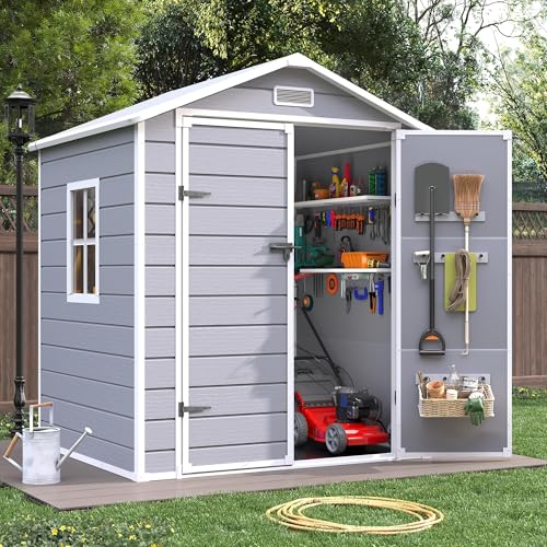 Outdoor Storage Shed with Floor, Lockable Door & Window, Waterproof Tool Shed M47080