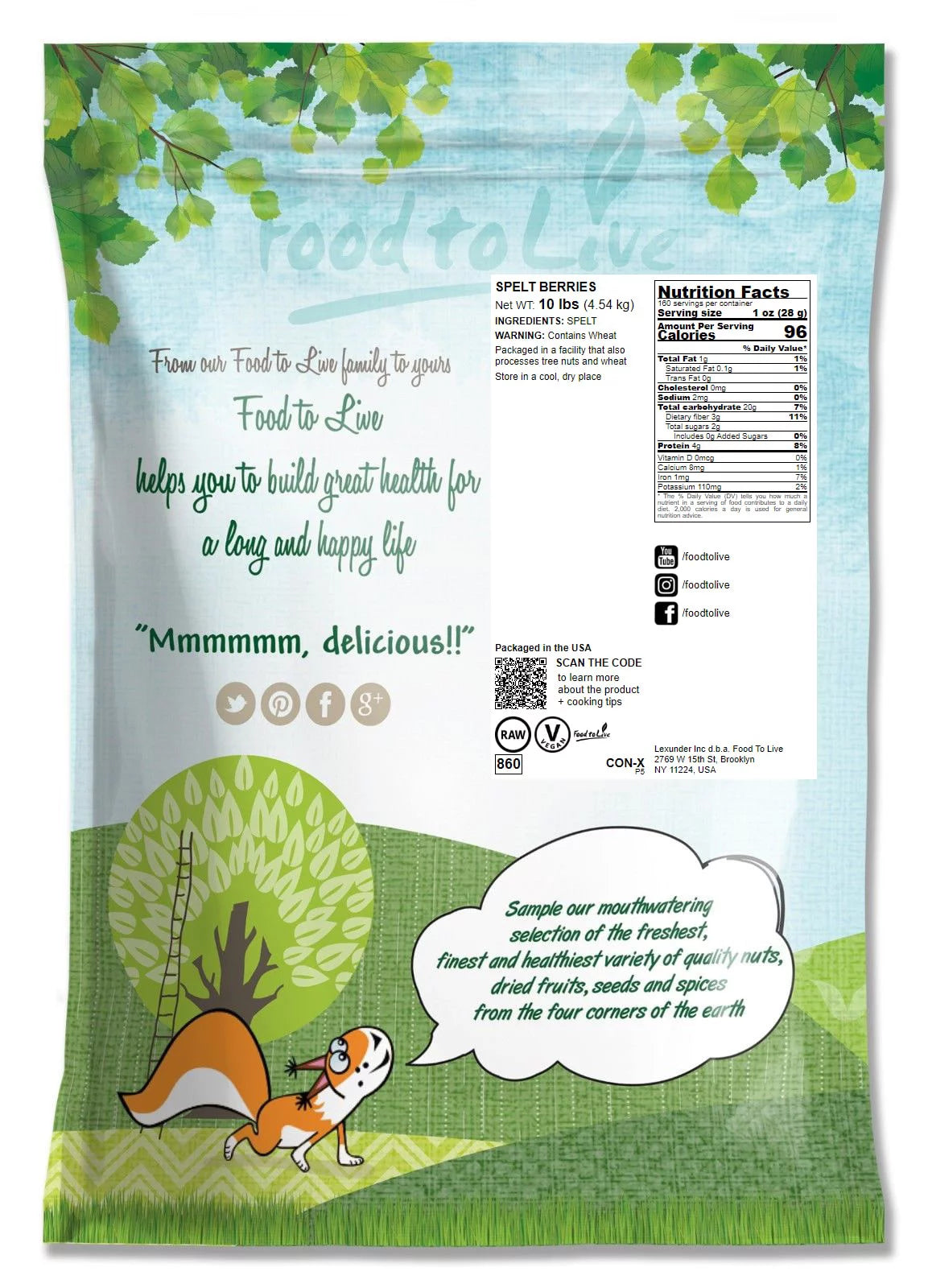 Spelt Berries, 10 Pounds – Rich in Fiber, Protein, and Iron X731
