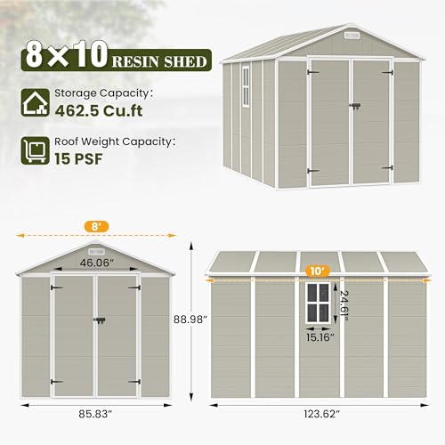 Outdoor Storage Shed 6 x 6 FT Resin Garden Shed with Lockable Door U891