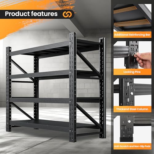Heavy Duty 4-Tier Metal Garage Shelving Unit, Adjustable Steel Storage Rack D5378