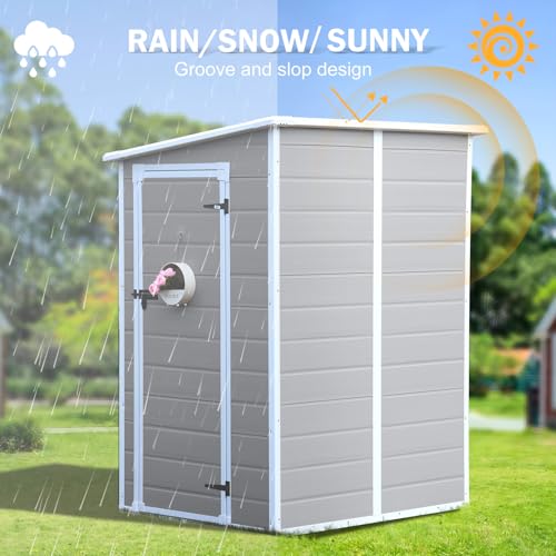 Resin Storage Shed, Waterproof Outdoor Tool Shed with Floor, Double Lockable Doors I89690