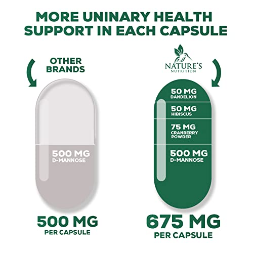 D-Mannose & Cranberry Extract 1350mg Urinary Tract Health Support, Non-GMO, Vegan - 180 Capsules V8980