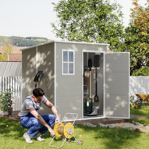 Outdoor Storage Shed 6 x 6 FT Resin Garden Shed with Lockable Door U891