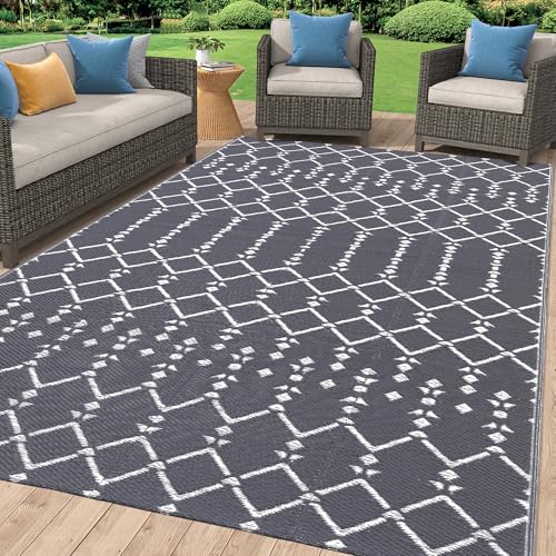 Waterproof Outdoor Rug 5x8 ft, Reversible Plastic Straw Patio Mat Z2613