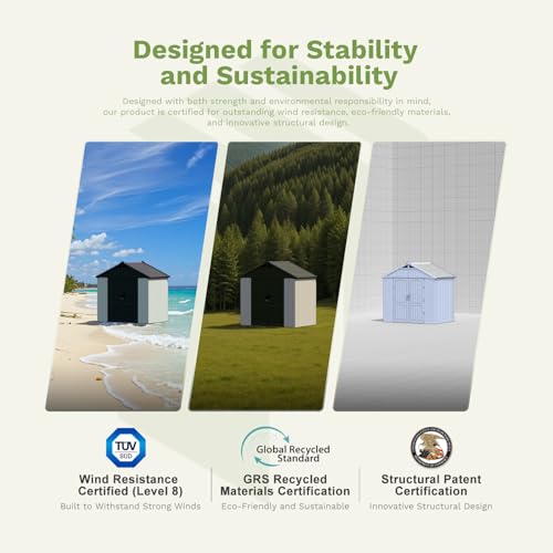 Outdoor Plastic Storage Shed with Floor, Window and Lockable Door A4787