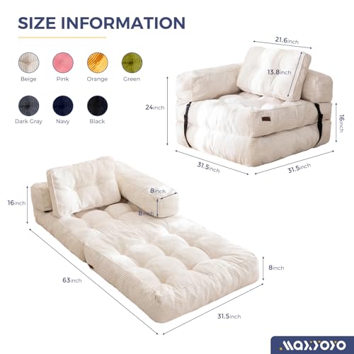 Folding Sofa Bed, L-Shaped Convertible Sleeper Couch with Armrest and Pillow, Dark Grey M375676