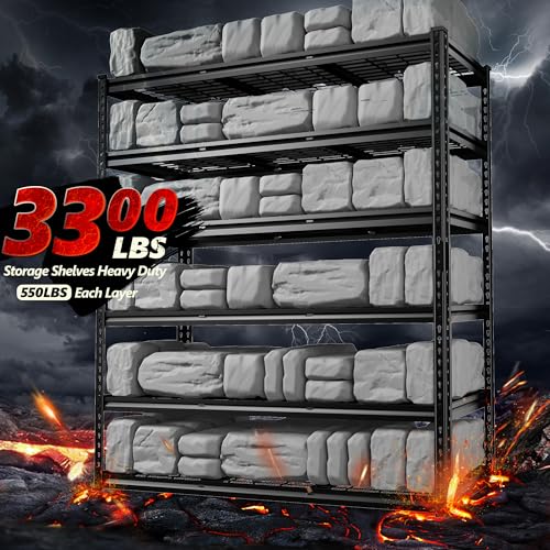 60" W Garage Shelving, 5-Tier Heavy Duty Metal Storage Shelves B8137