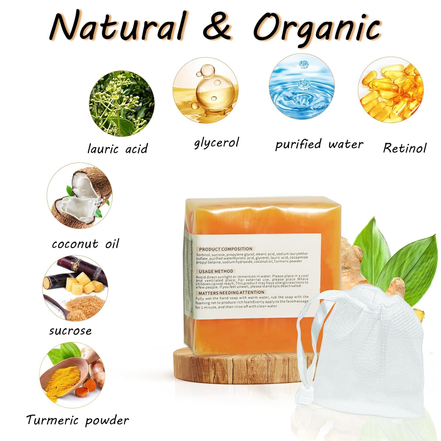 Turmeric Soap Bar for Face and Body with Vitamin C and E Q17342