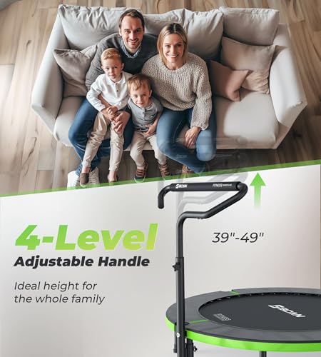 Foldable Mini Trampoline with Adjustable Foam Handle for Indoor Garden Workout B5848