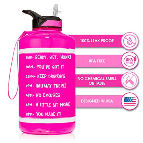 Half Gallon Water Bottle with Time Markers and Straw 64 oz Y6313