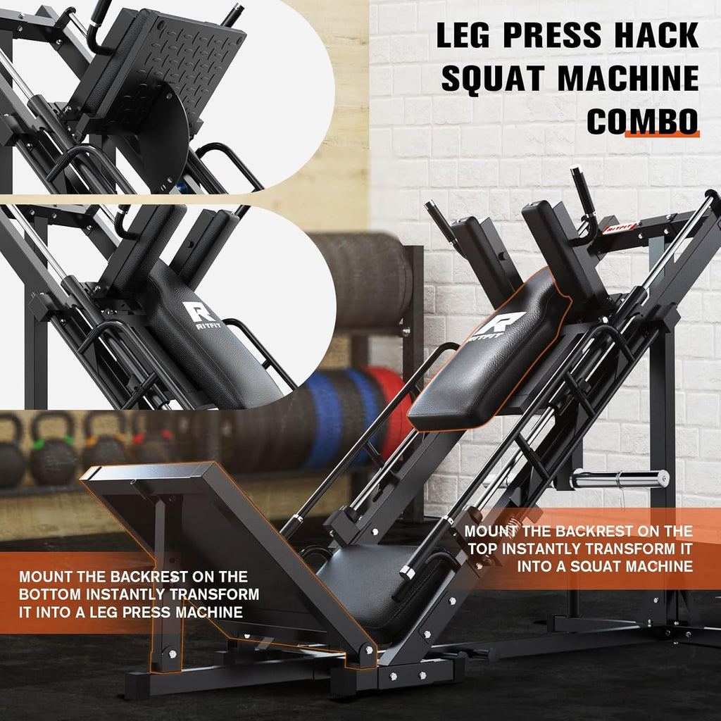 Leg Press Hack Squat Machine for Home Gym, Adjustable Lower Body Workout Equipment Z33083