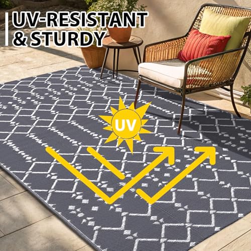 Waterproof Outdoor Rug 5x8 ft, Reversible Plastic Straw Patio Mat Z2613