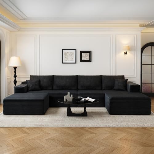Modular Sectional Sofa with Ottoman, U-Shaped Deep Seat Couch for Living Room O870