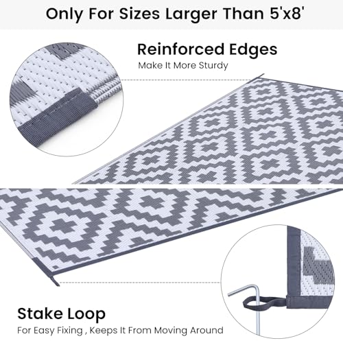 Waterproof Outdoor Rug 5x8 ft, Reversible Plastic Straw Patio Mat Z2613