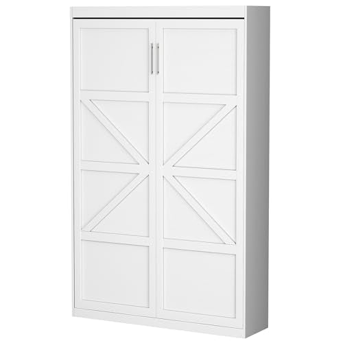 Twin Size Murphy Wall Bed, White, Space-Saving X16799