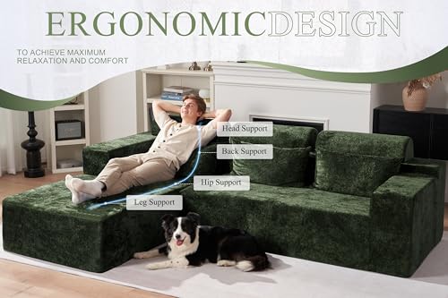 L-Shape Modular Sectional Sofa with Deep Seat, No Assembly Required C597556
