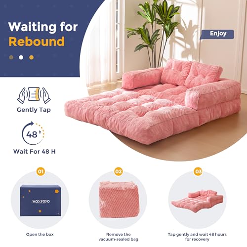 Folding Sofa Bed, L-Shaped Convertible Sleeper Couch with Armrest and Pillow, Dark Grey M375676