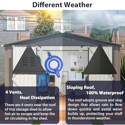 Outdoor Storage Shed, Heavy-Duty All-Weather Tool Shed with Lockable Doors C3585