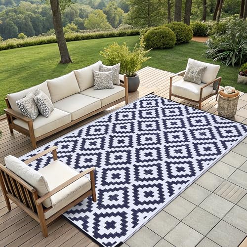 Waterproof Outdoor Rug 5x8 ft, Reversible Plastic Straw Patio Mat Z2613