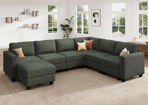 Corduroy Modular Sectional Couch with Storage, L-Shaped, 6 Seater, Dark Gray X823135