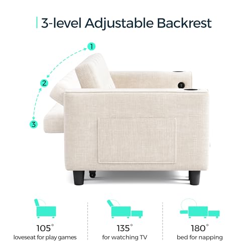 3-in-1 Convertible Sofa Bed with Charging Station, Green R3379